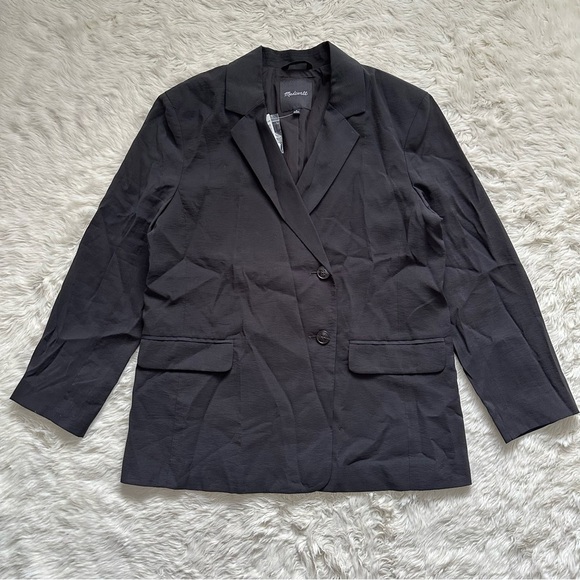 Madewell Jacket The Relaxed Blazer in Softdrape True Black M NWT New - Picture 3 of 12